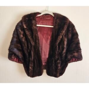 Gorgeous! Vintage Genuine Mink Cape, 1950's, Sz S